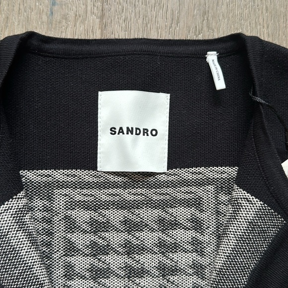 NWT sandro houndstooth pattern jules cardigan ivory/black size 1/FR 36 - Picture 3 of 12